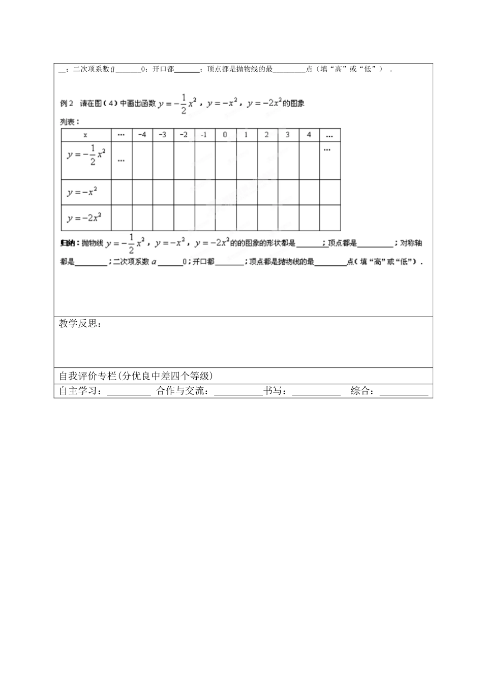 【2025年秋季】人教九年级数学上册22.1.2  二次函数y=ax2的图象和性质-名师学案.doc_第2页