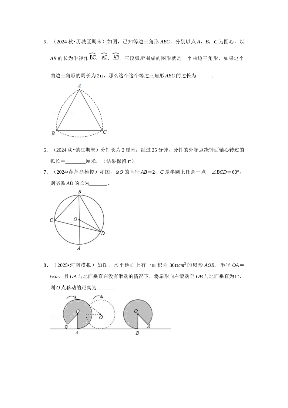 25-26学年人教九年级数学上册专项训练测试-专题24.4 弧长和扇形面积（附名师详解）.docx_第2页