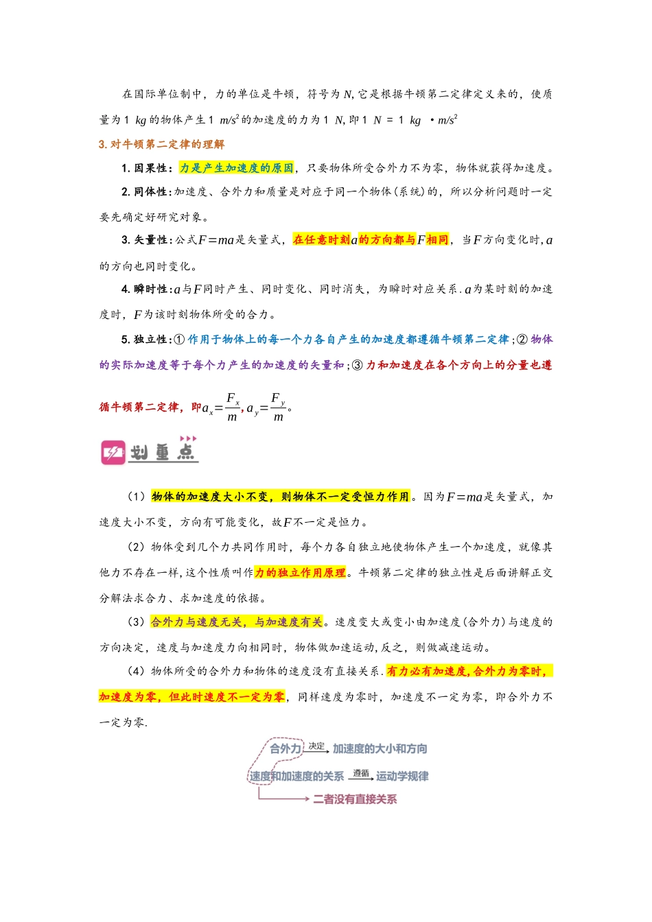4.3 牛顿第二定律（讲义）-初升高物理暑假预习精品课（人教版）（学生版）.docx_第2页