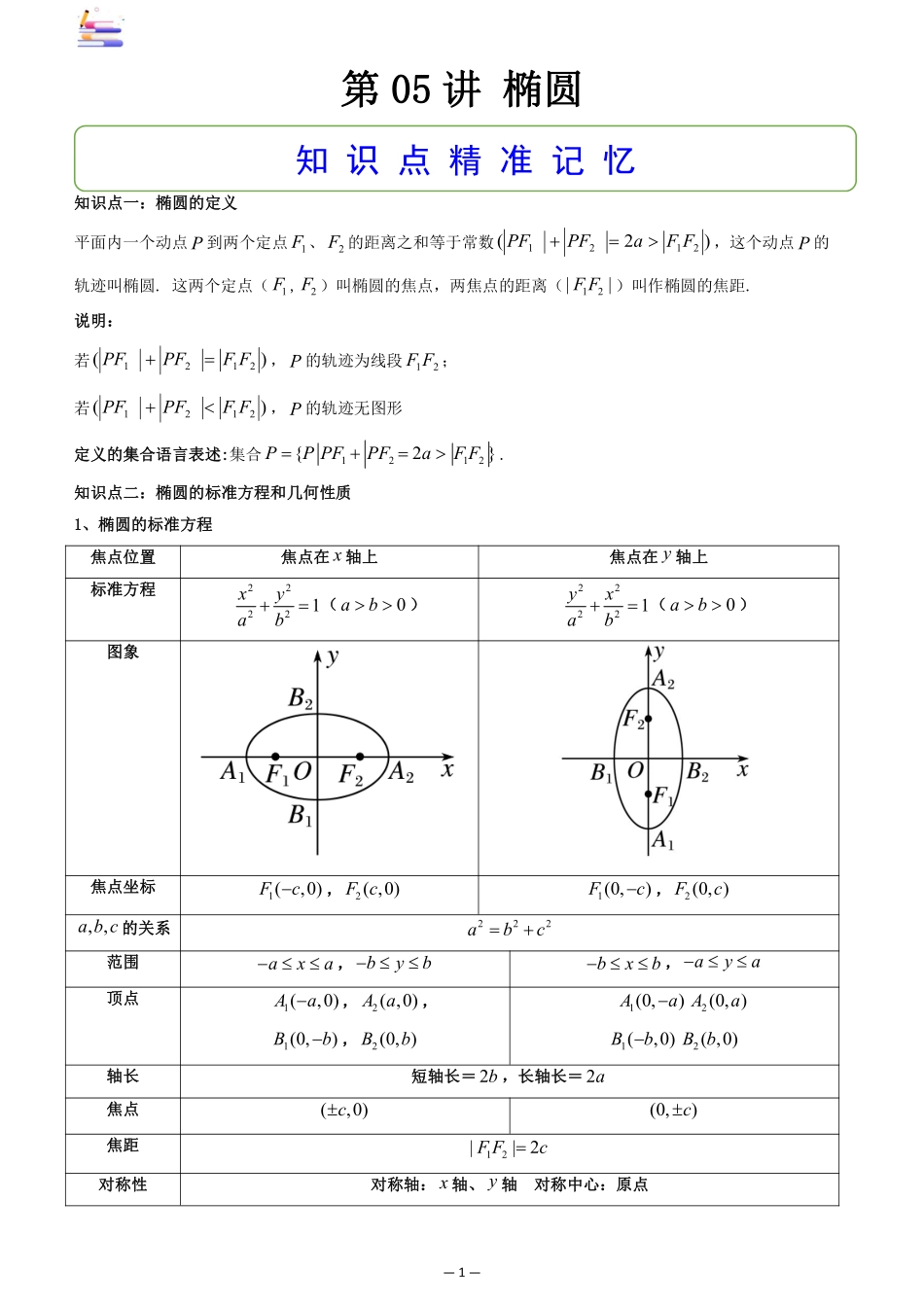 2024版零基础一轮复习数学讲义-第05讲 椭圆((原卷)).pdf_第1页
