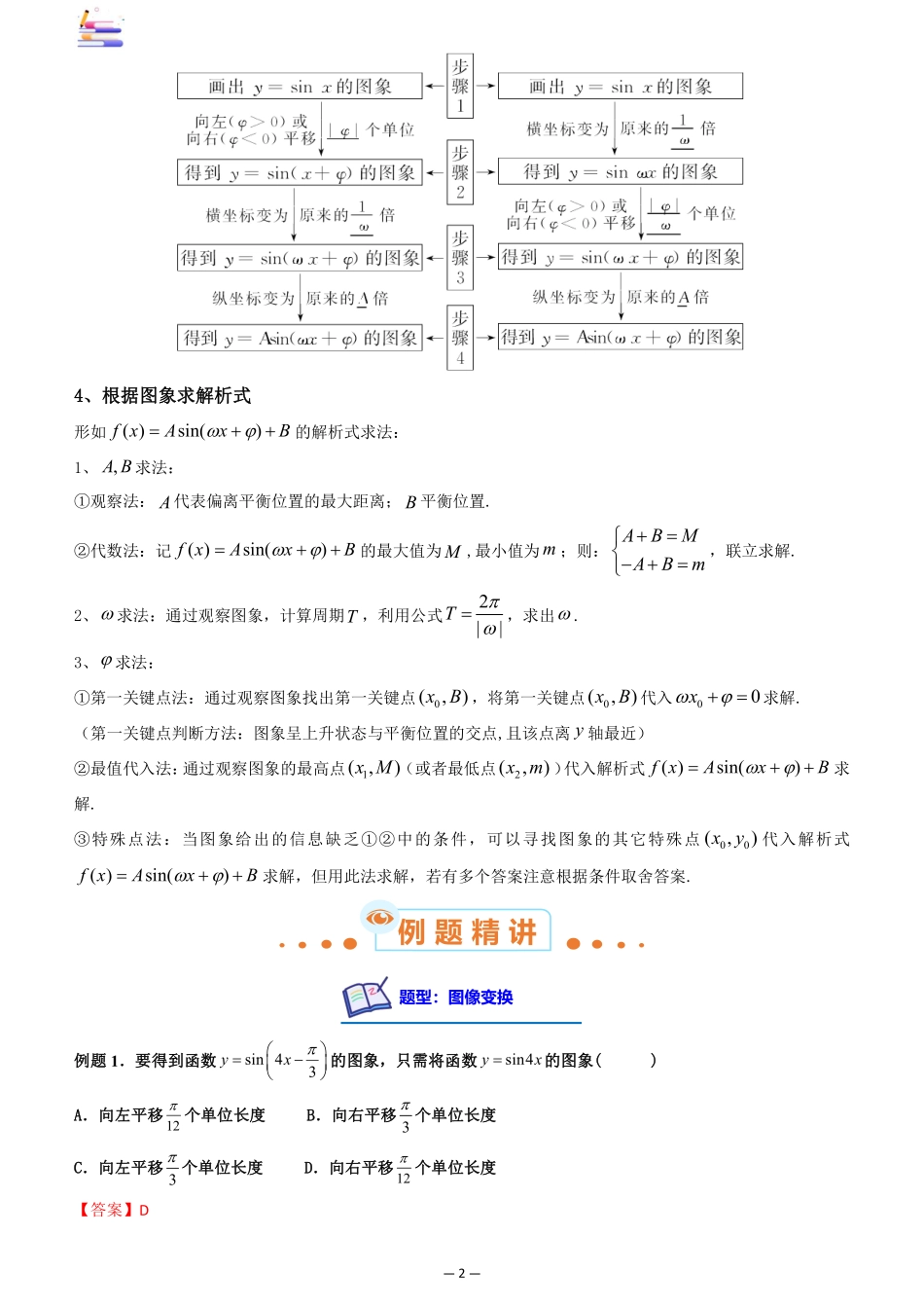 2024版零基础一轮复习数学讲义-第06讲 函数y=Asin(wx+q)的图象及其应用.pdf_第2页