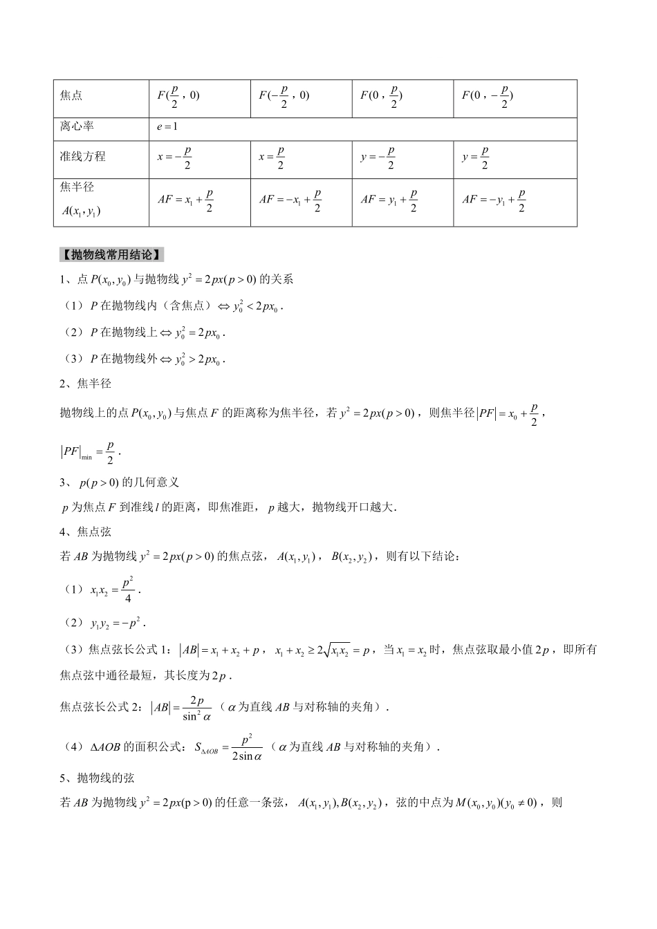 2024年高考《数学真题题源解密》专项突破专题17 抛物线（原卷版）.pdf_第3页