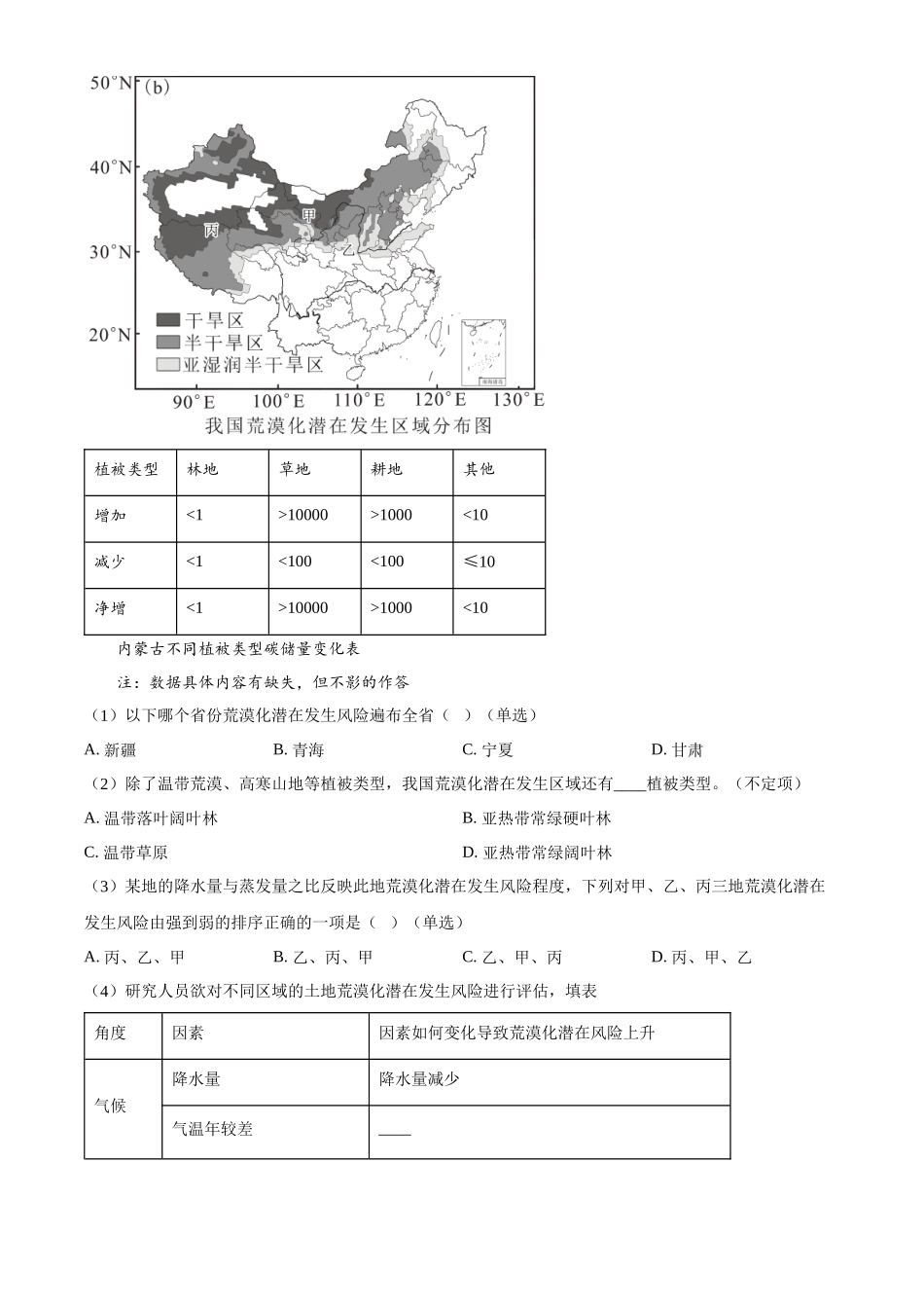 2025年高考上海地理真题（网络回忆版）（原卷版）.docx_第3页