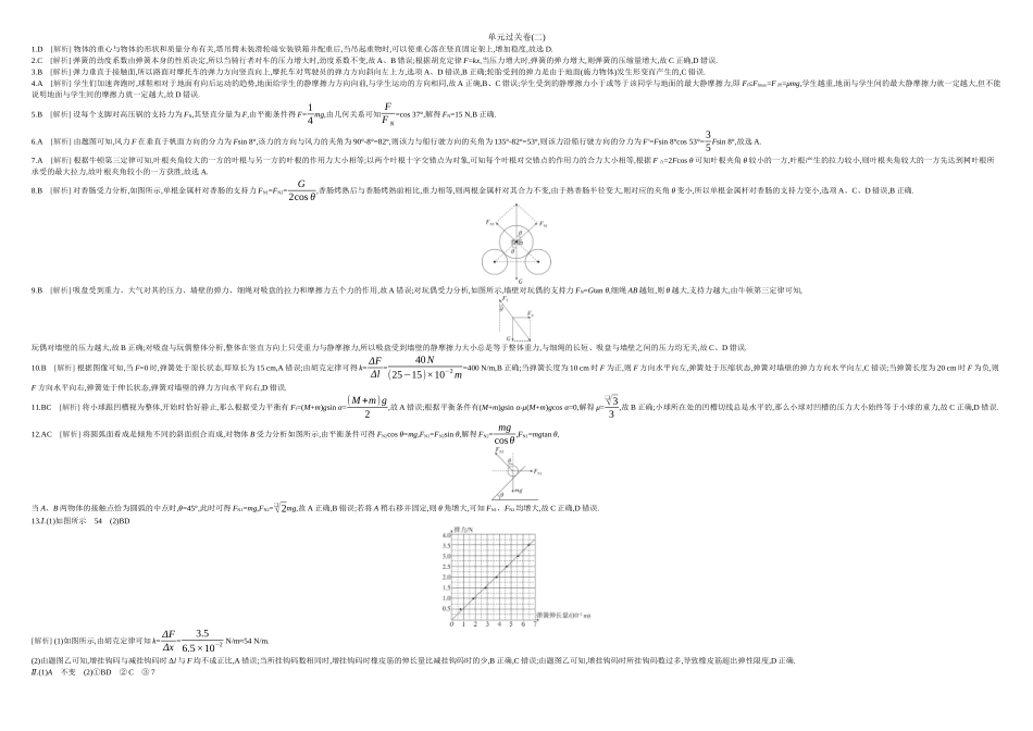 2026年全品选考复习方案物理02 单元过关卷(二) 答案.docx_第1页
