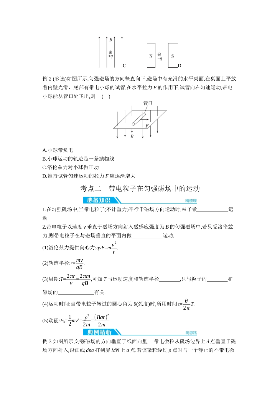 2026年全品选考复习方案物理02 第29讲　磁场对运动电荷(带电体)的作用 【正文】听课正文.docx_第2页