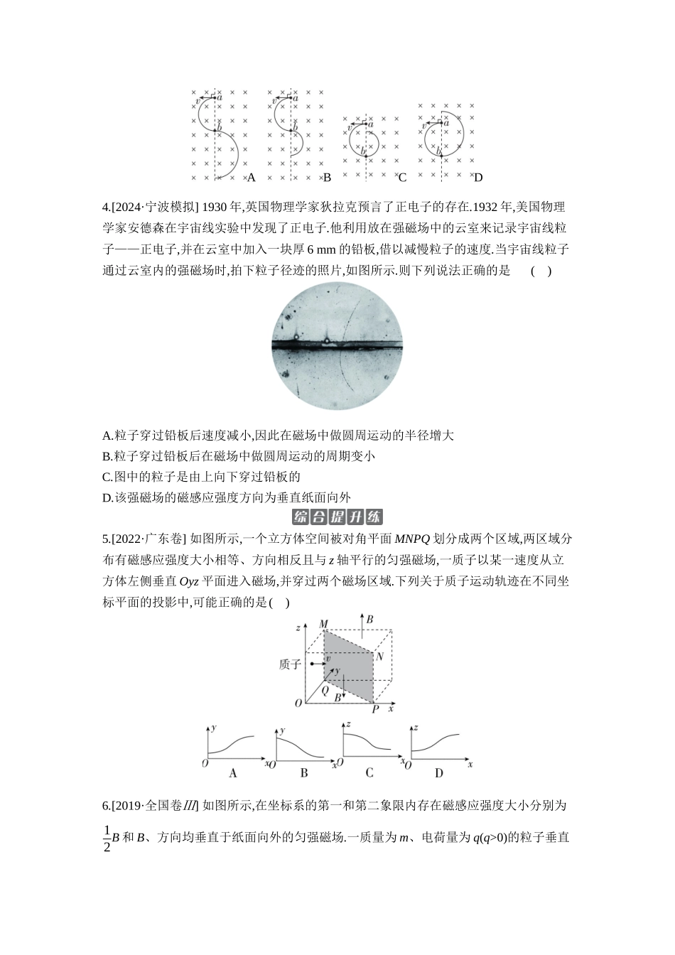 2026年全品选考复习方案物理02 第29讲　磁场对运动电荷(带电体)的作用 【正文】作业正文.docx_第2页