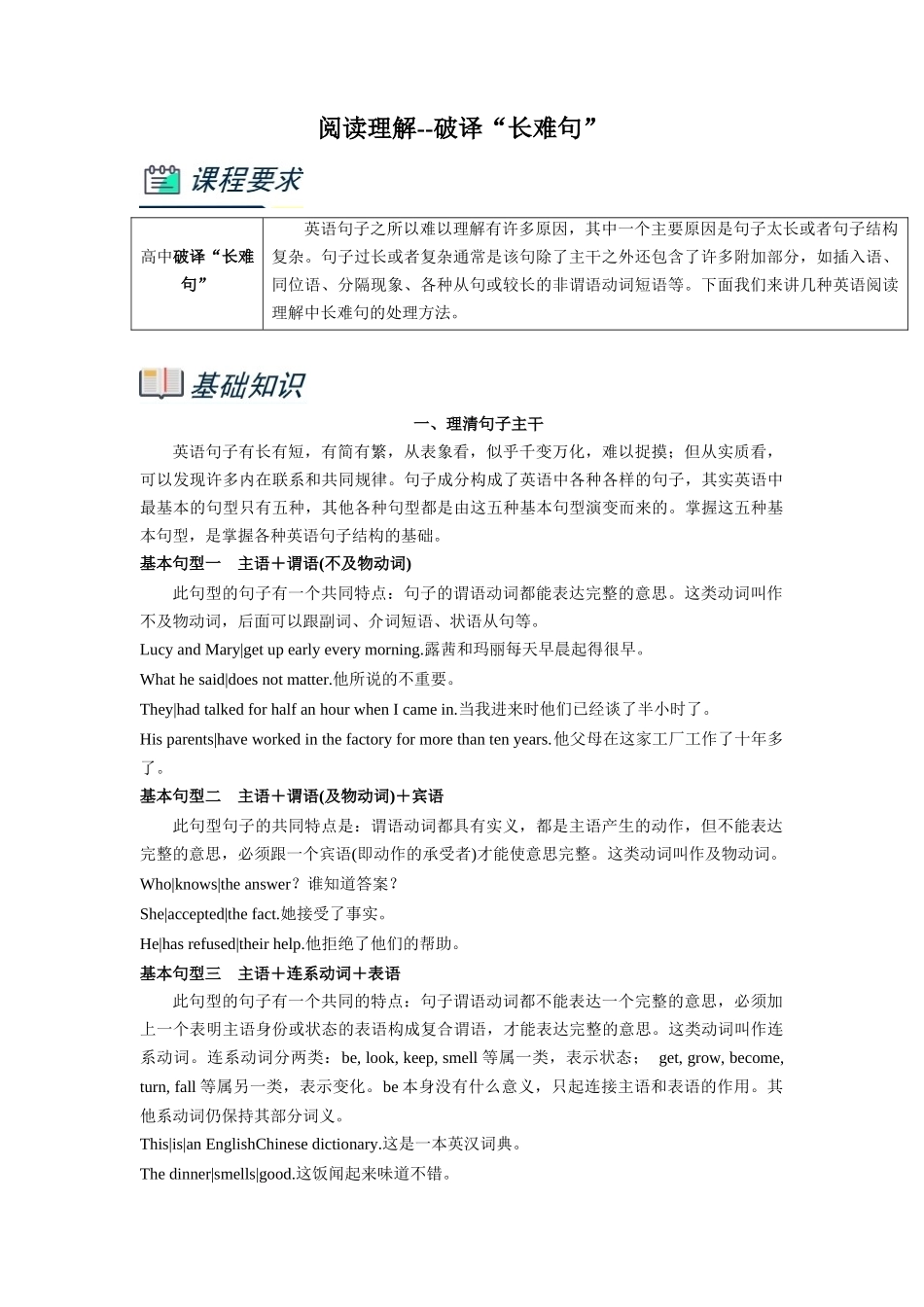 第1部分-专题19.阅读理解--破译“长难句”（学生版）-初升高英语暑假衔接.docx_第1页