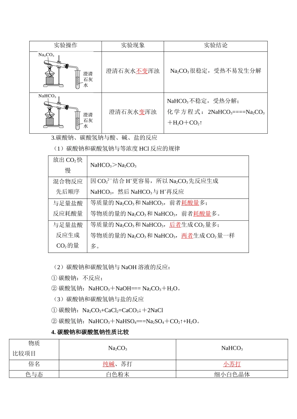 第06讲 碳酸钠和碳酸氢钠  焰色试验-【教师版】新高一化学暑假衔接（人教版）.docx_第2页