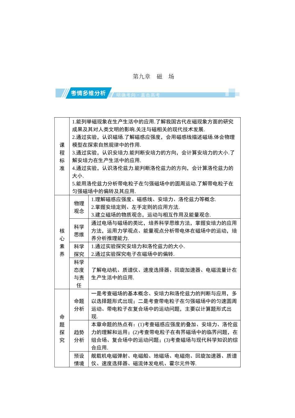 学海导航2026届高考一轮总复习物理教师用书第九章.docx_第1页