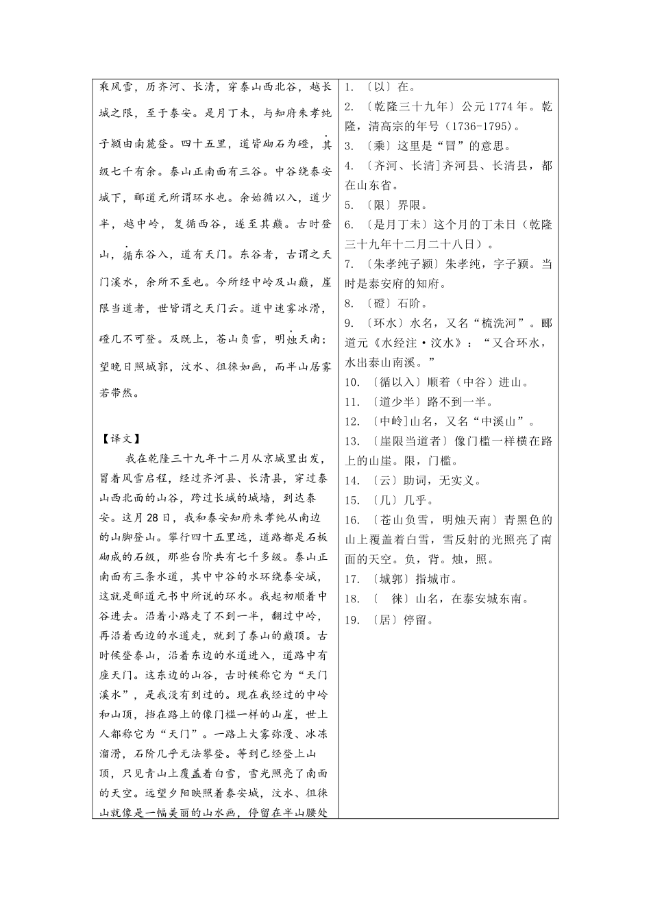 专题04  同步讲义：《登泰山记》新课预习-初升高语文暑假衔接（教师版）.docx_第3页