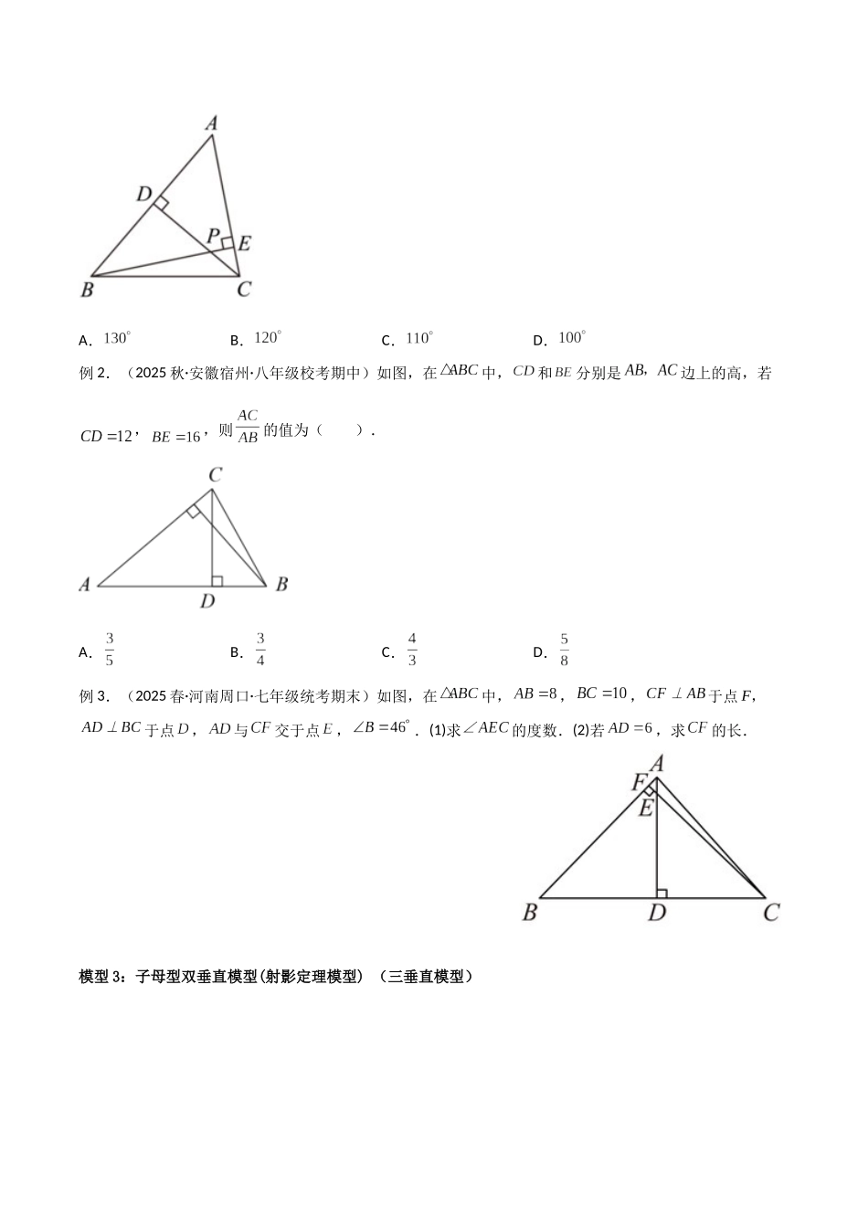 26年中考数学几何模型解读与训练专题04三角形中的导角模型-高分线模型、双（三）垂直模型（学生版+名师详解版）.docx_第3页