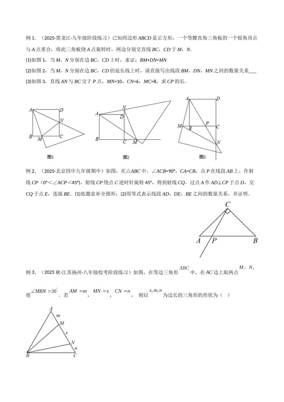 26年中考数学几何模型解读与训练专题16全等与相似模型-半角模型（学生版+名师详解版）.docx_第3页