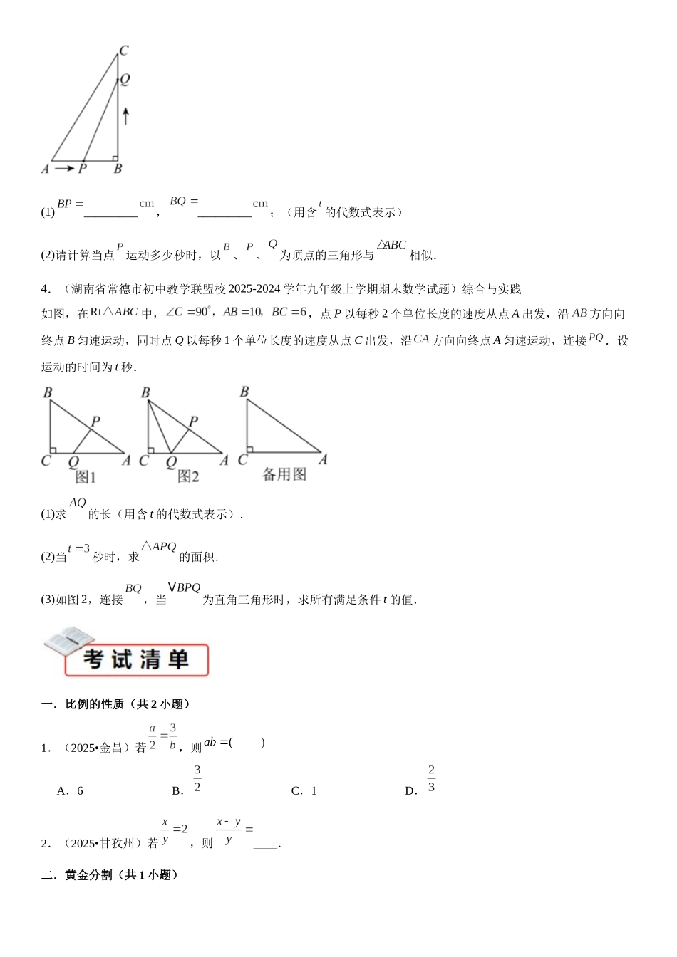 2026中考数学夺分知识必备12相似三角形（易错清单11个考试清单真题专练）（学生版+名师详解版）.docx_第3页