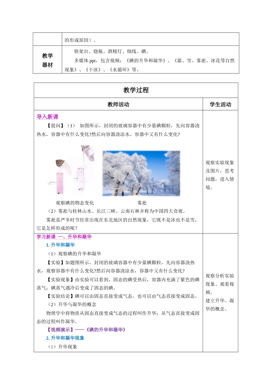  25秋人教八年级物理上册高效课堂3.4+升华和凝华（教学设计）.docx_第2页