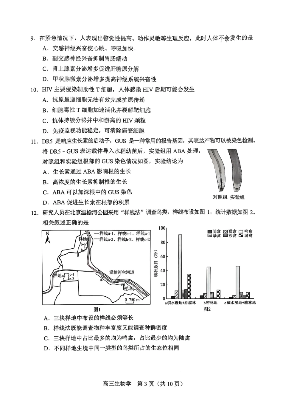 【北京卷】北京市丰台区2024-2025学年度高三第二学期综合练习(一)（丰台一模）（3.27-3.30）生物试题卷.pdf_第3页