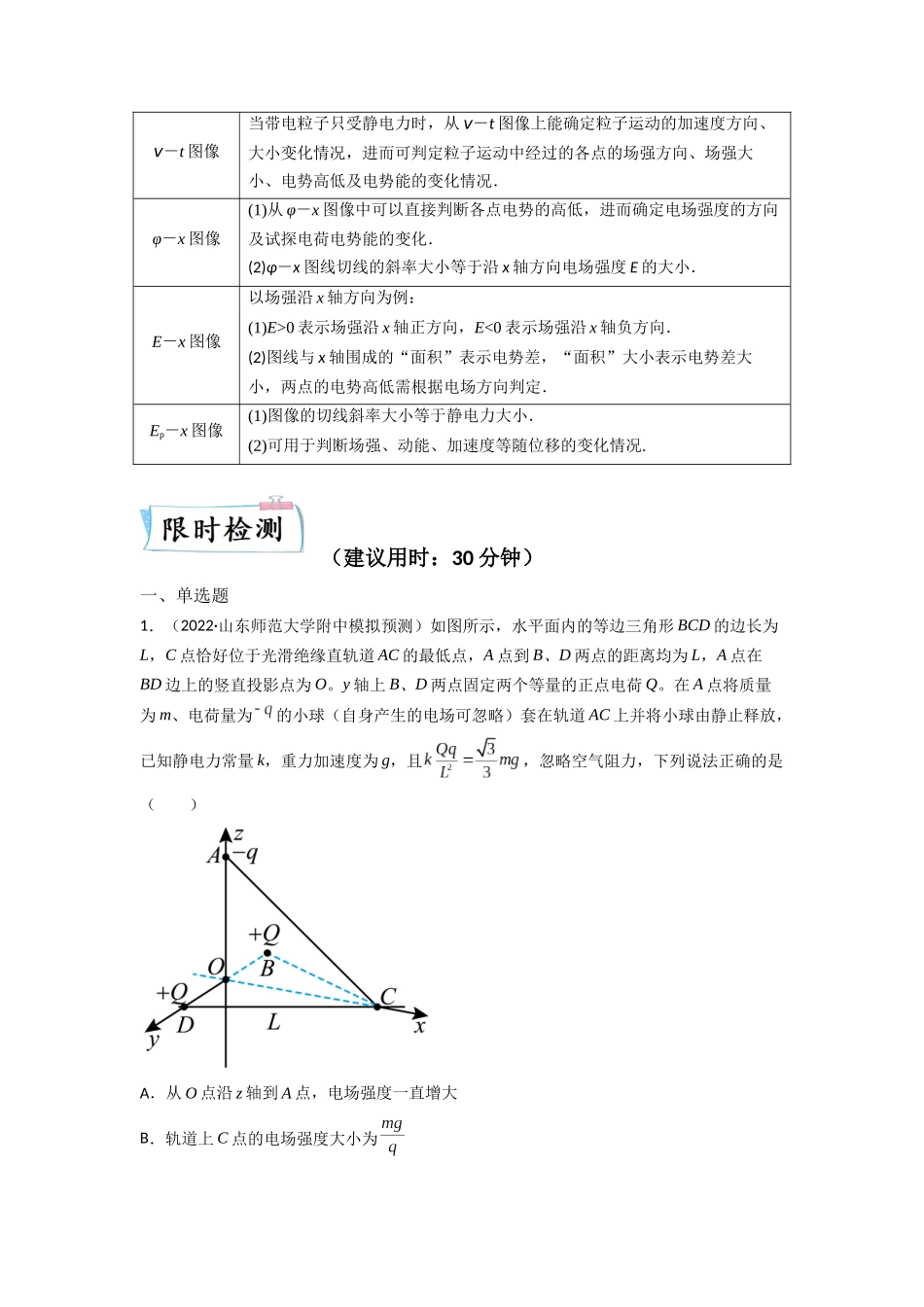 2023年高考物理热点重点难点专练（全国通用）-重难点08 电场（原卷版）.docx_第3页