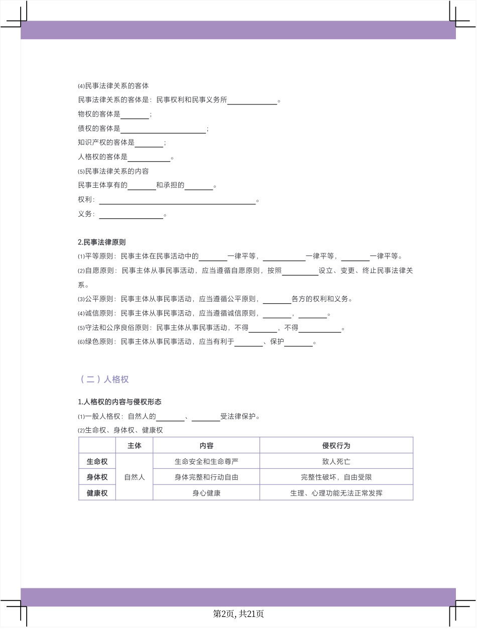 2025版政治基础【知识手册】选择性必修二《法律与生活》填空版.pdf_第3页