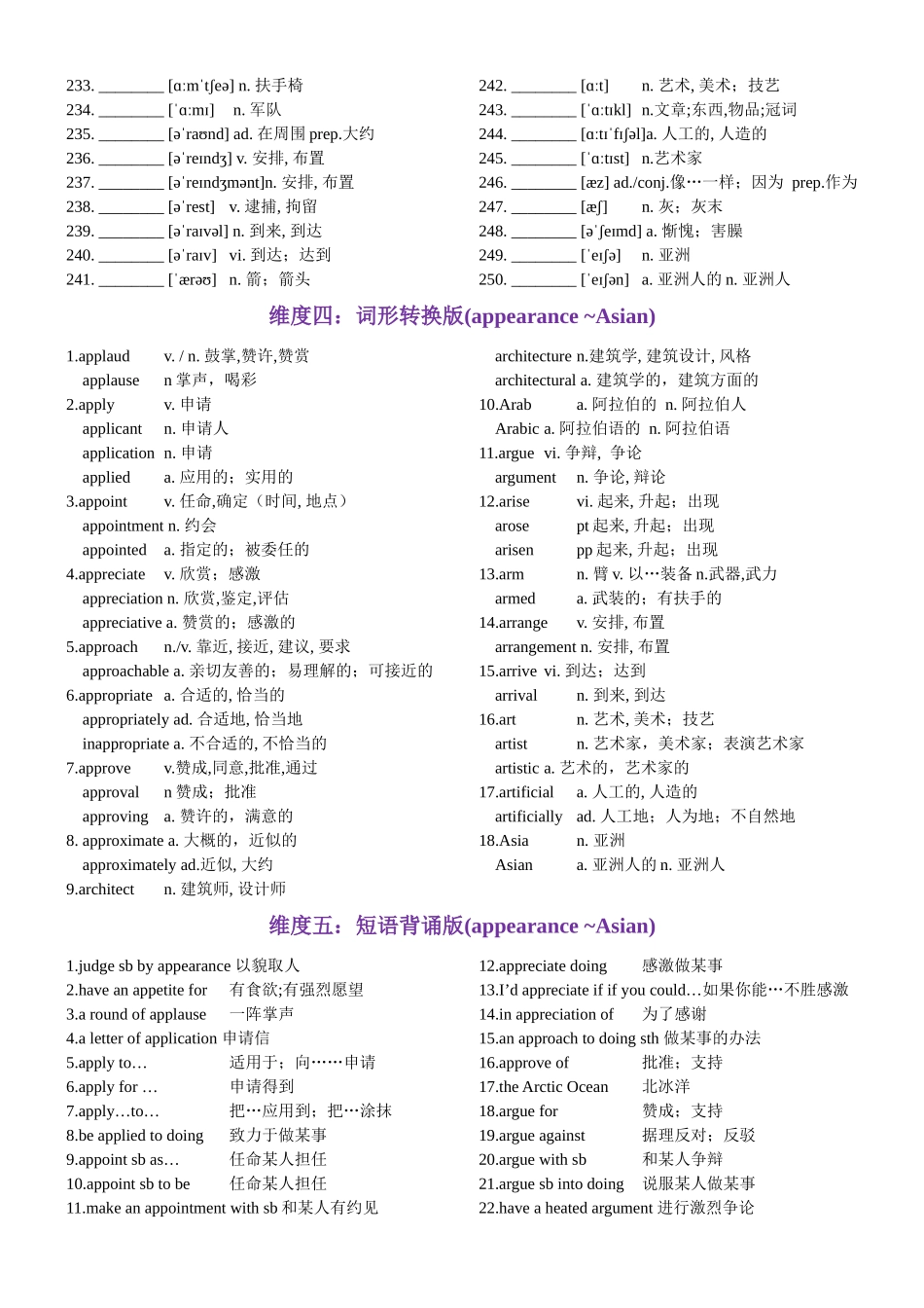 第05天 appearance~Asian-2024年高考英语3500词汇一遍过（英汉互译+词形转换+短语提炼+单句填空+熟词新意）教师版.docx_第3页