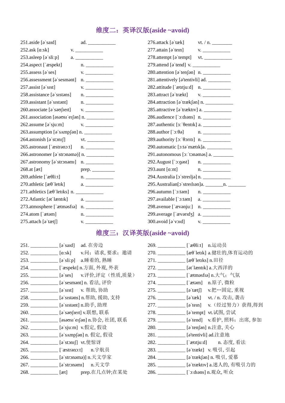 第06天 aside~avoid-2024年高考英语3500词汇一遍过（英汉互译+词形转换+短语提炼+单句填空+熟词新意）教师版.docx_第2页