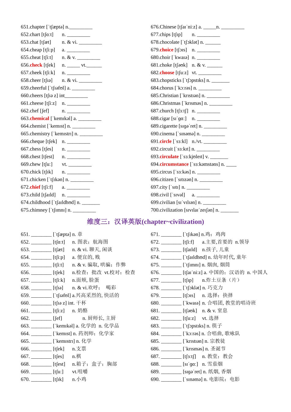 第14天 chapter~civilization（英汉互译+词形转换+短语提炼+单句填空+语篇填空）-2024年高考英语3500词汇一遍过（原卷版）.docx_第2页