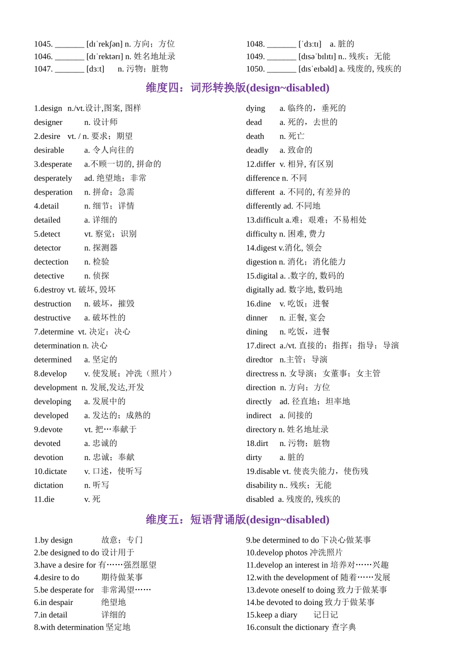 第21天design~disabled（词形转换+单句填空+熟词新意+写作应用+原创语填）-2024年高考英语3500词汇一遍过（教师版）.docx_第3页