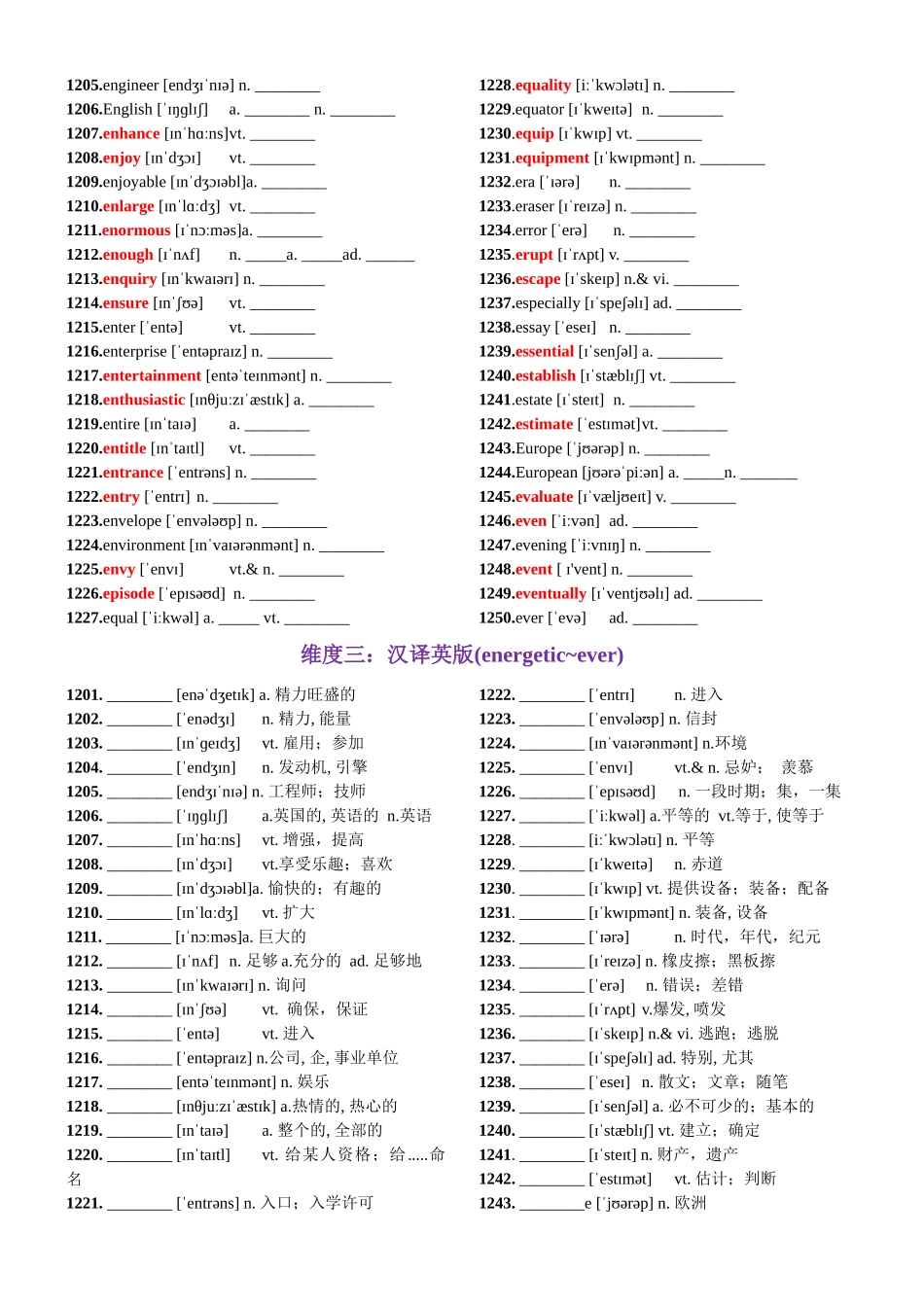 第25天 energetic~ever（词形转换+单句填空+熟词新意+写作应用+原创语填）-2024年高考英语3500词汇一遍过（原卷版）.docx_第2页