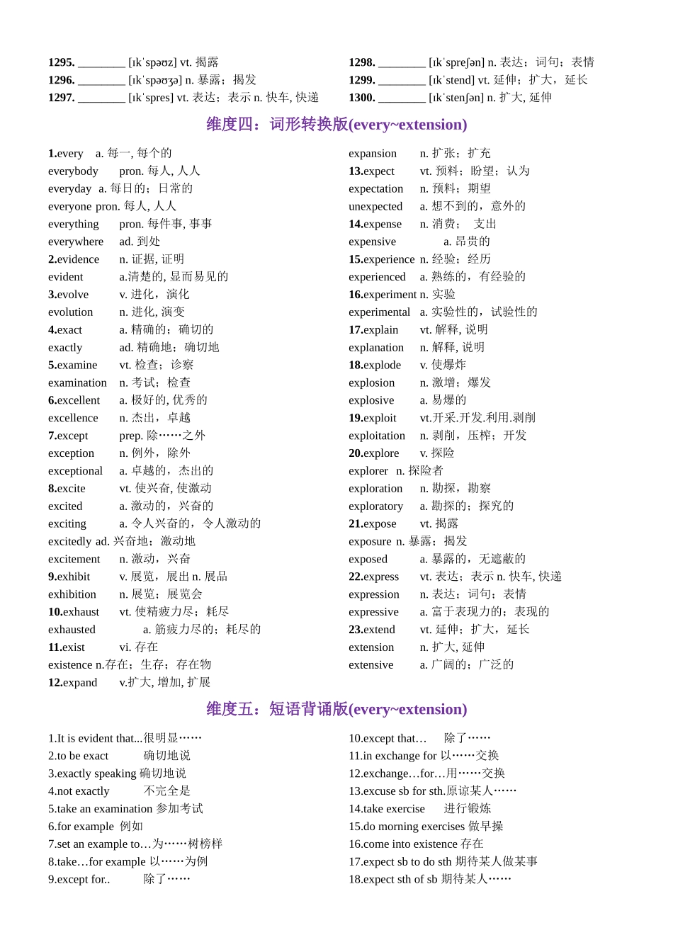 第26天 every~extension（词形转换+单句填空+熟词新意+写作应用+原创语填）-2024年高考英语3500词汇一遍过（原卷版）.docx_第3页