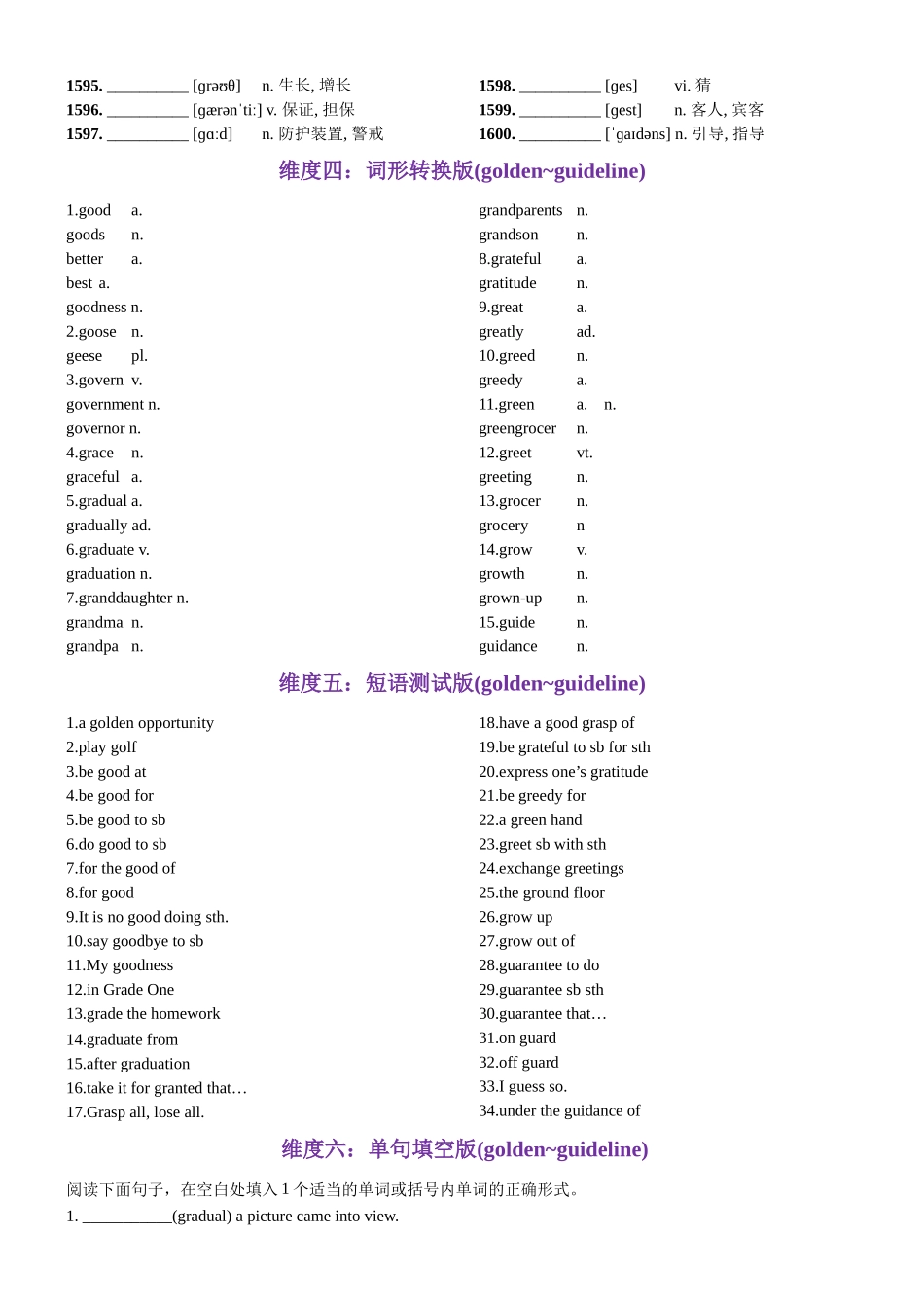 第32天 golden-guidance（词形转换+单句填空+熟词新意+写作应用+同步语篇）-2024年高考英语3500词汇一遍过（原卷版）.docx_第3页