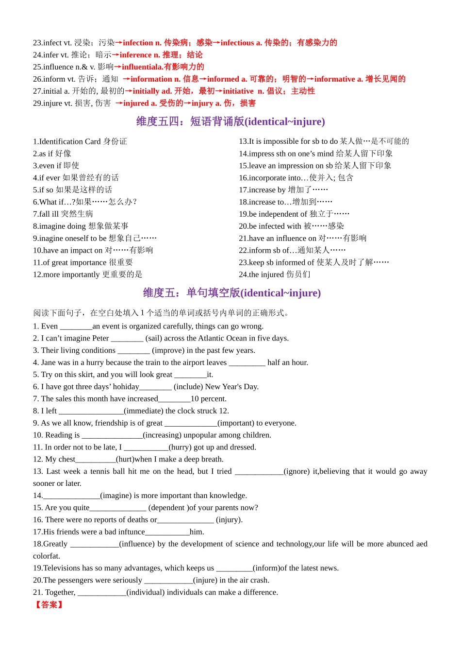 第36天  identical~injure（词形转换+单句填空+熟词新意+写作应用+同步语篇）-2024年高考英语3500词汇一遍过（教师版）.docx_第3页
