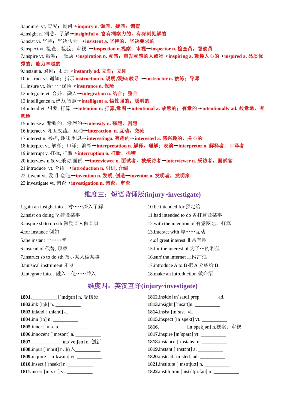 第37天 injury~investigate（词形转换+单句填空+熟词新意+写作应用+同步语篇）-2024年高考英语3500词汇一遍过（教师版）.docx_第2页