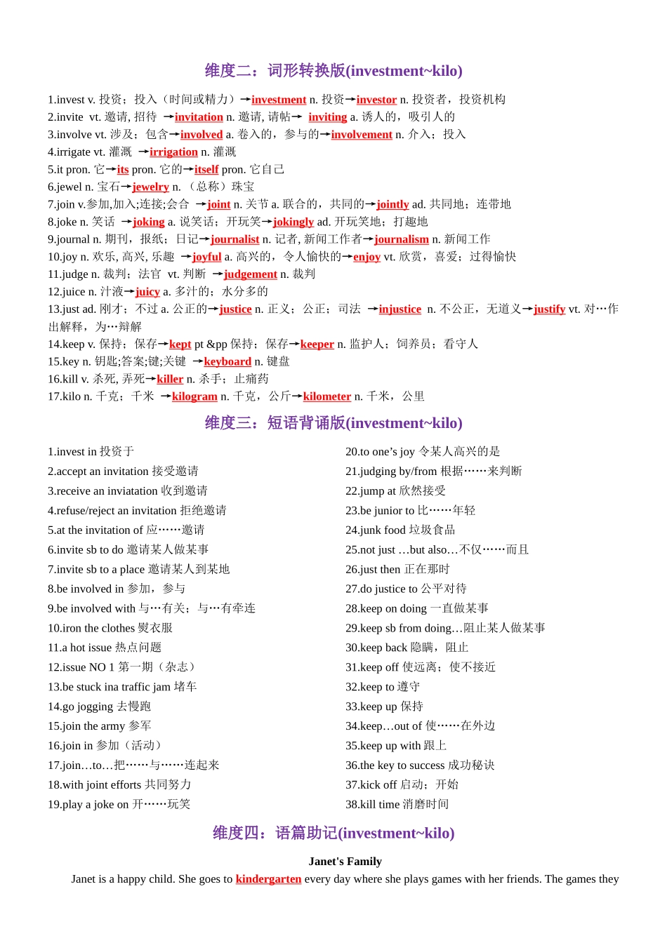 第38天 investment~kilo（词形转换+单句填空+熟词新意+写作应用+同步语篇）-2024年高考英语3500词汇一遍过（教师版）.docx_第2页