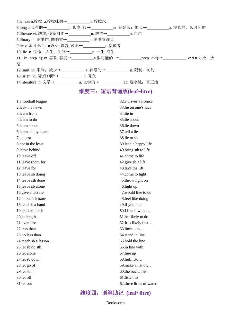 第40天 leaf~litre（词形转换+单句填空+熟词新意+写作应用+同步语篇）-2024年高考英语3500词汇一遍过（原卷版）.docx_第2页