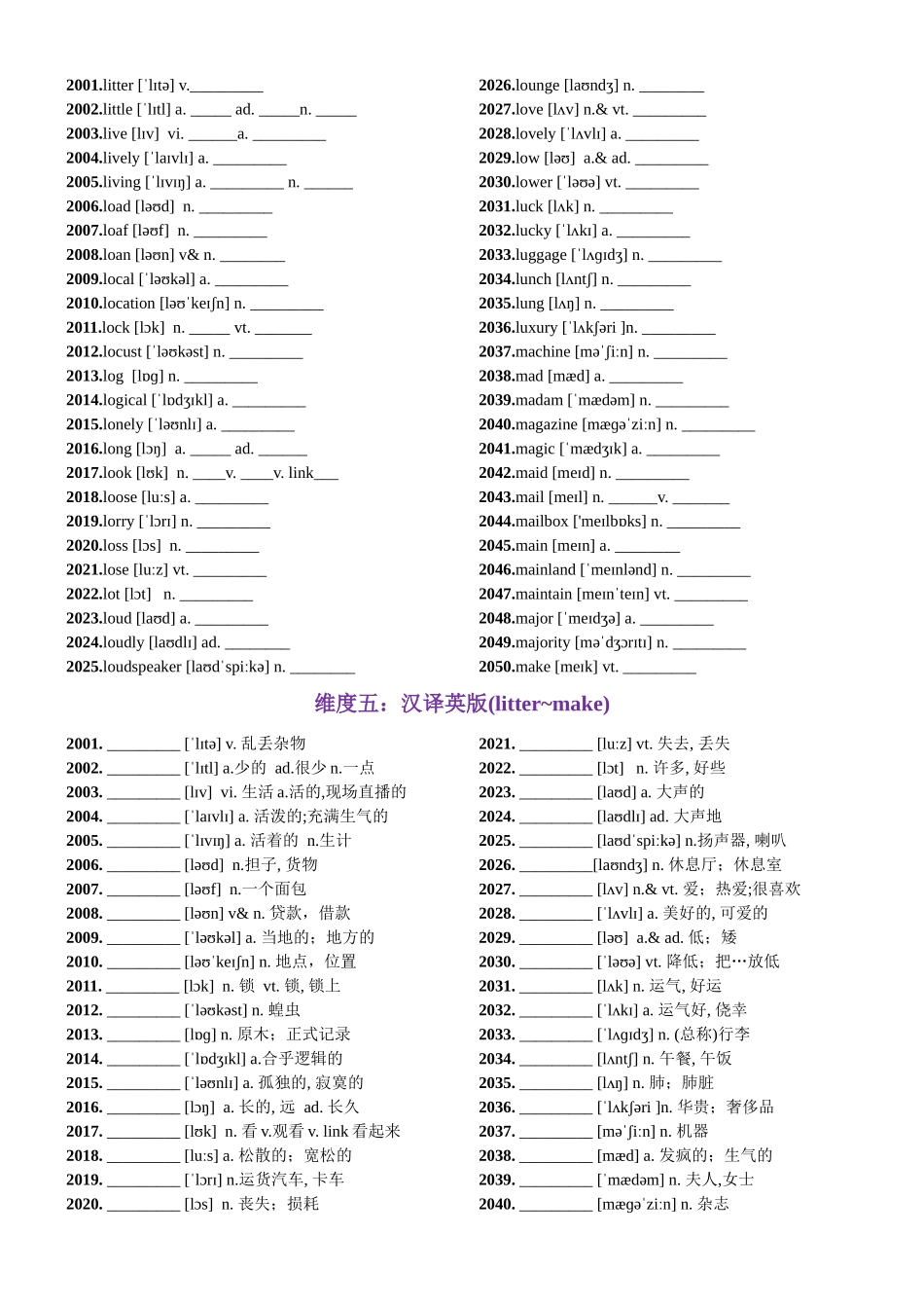 第41天 litter~make（词形转换+单句填空+熟词新意+写作应用+同步语篇）-2024年高考英语3500词汇一遍过（原卷版）.docx_第3页