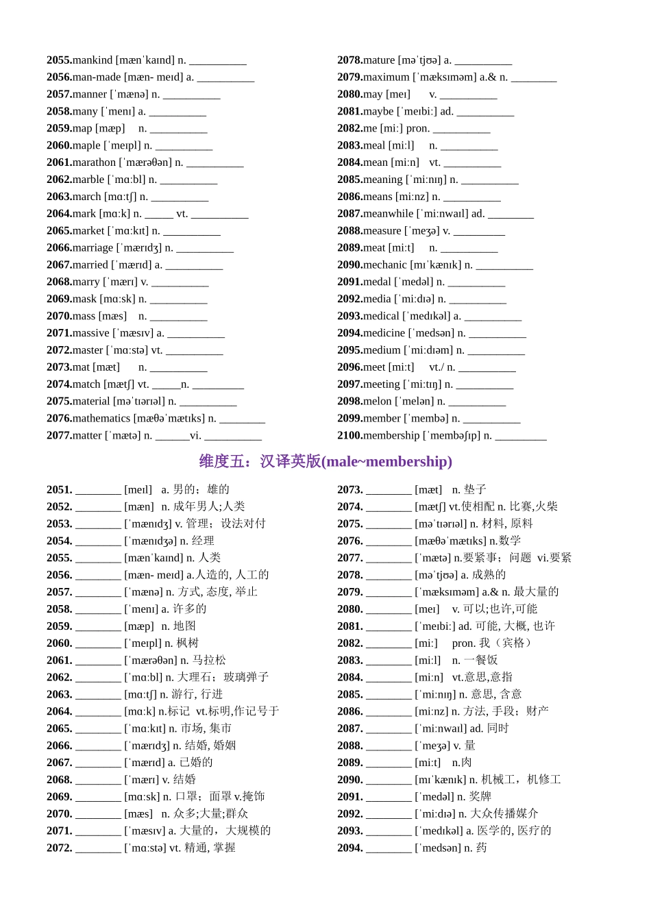 第42天 male~membership（词形转换+单句填空+熟词新意+神舟16号乘组太空授课）-2024年高考英语3500词汇一遍过（原卷版）.docx_第3页