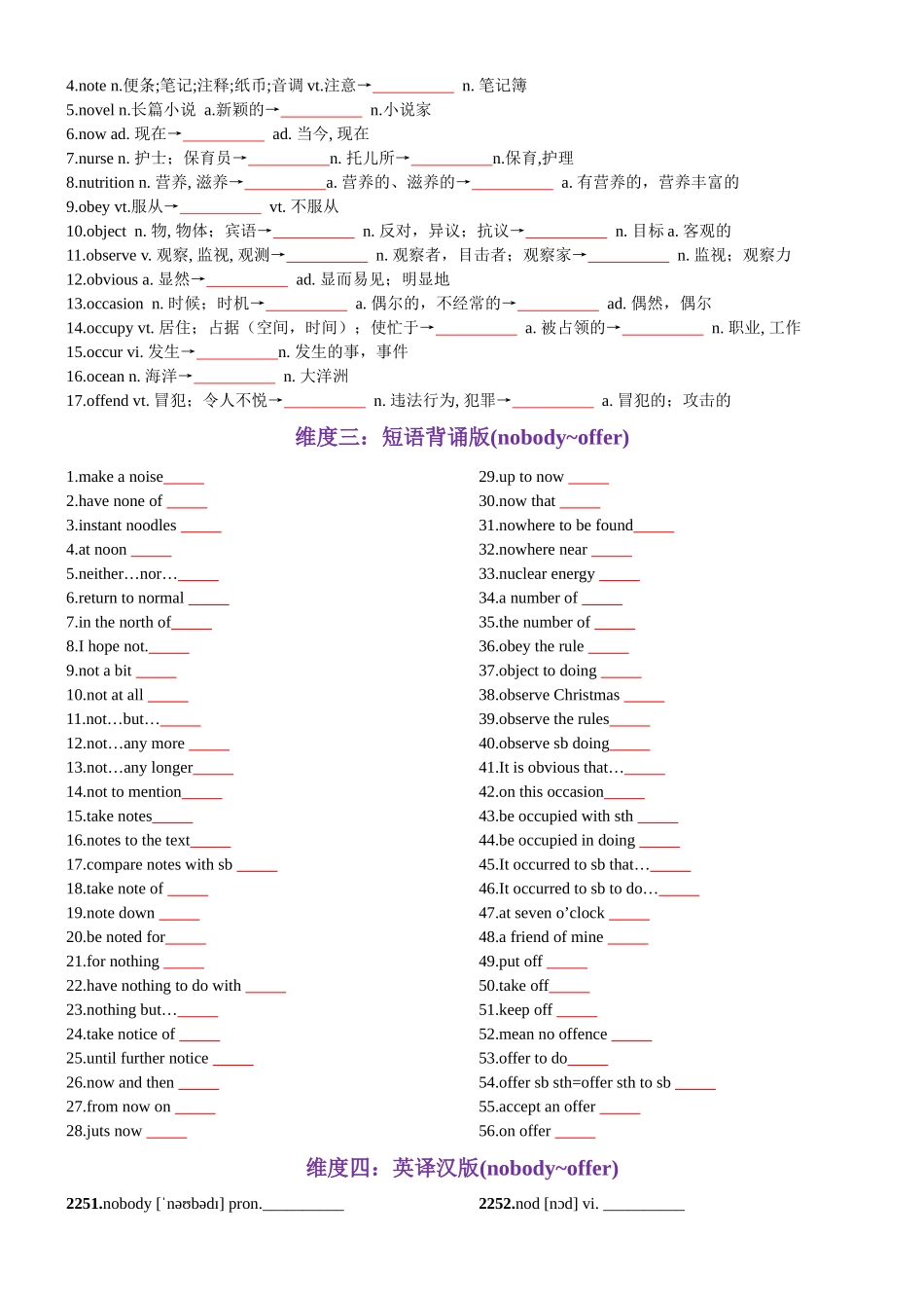 第46天 nobody~offer（词形转换+单句填空+熟词新意+China Daily原创语填）-2024年高考英语3500词汇一遍过（原卷版）.docx_第2页