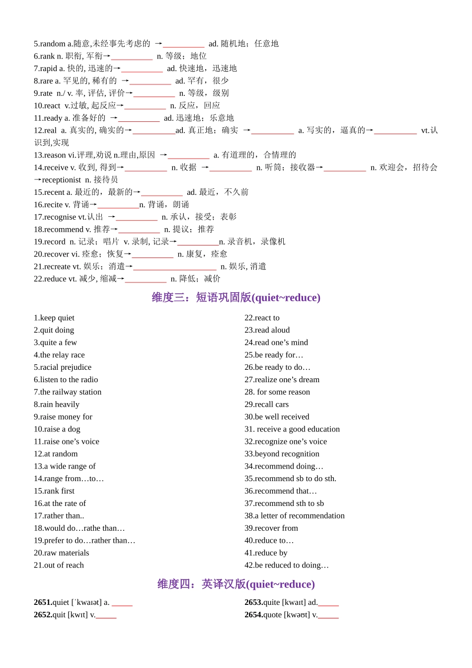 第54天 quiet~reduce（词形转换+单句填空+熟词新意+China Daily原创语填）-2024年高考英语3500词汇一遍过（原卷版）.docx_第2页