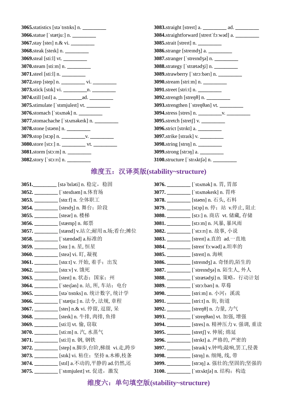 第62天 stability~structure（词形转换+单句填空+熟词新意+China Daily原创语填）-2024年高考英语3500词汇一遍过（教师版）.docx_第3页