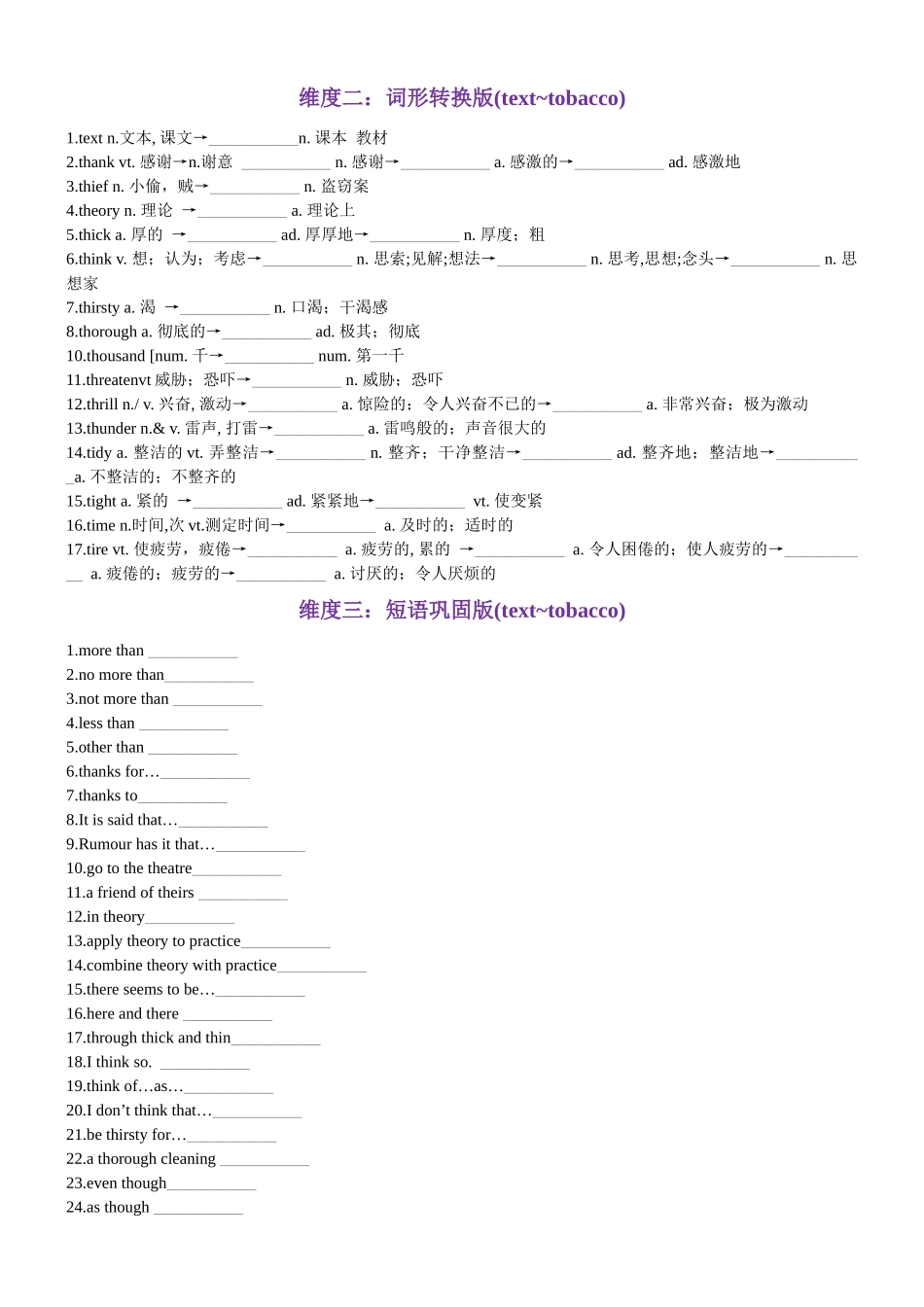 第65天 text~tobacco（词形转换+单句填空+熟词新意+China Daily原创语填）-2024年高考英语3500词汇精讲精练（原卷版）.docx_第2页