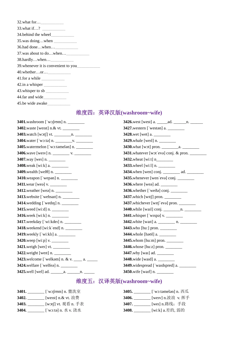 第69天 washroom~wife（词形转换+单句填空+熟词新意+China Daily原创语填）-2024年高考英语3500词汇精讲精练（原卷版）.docx_第3页