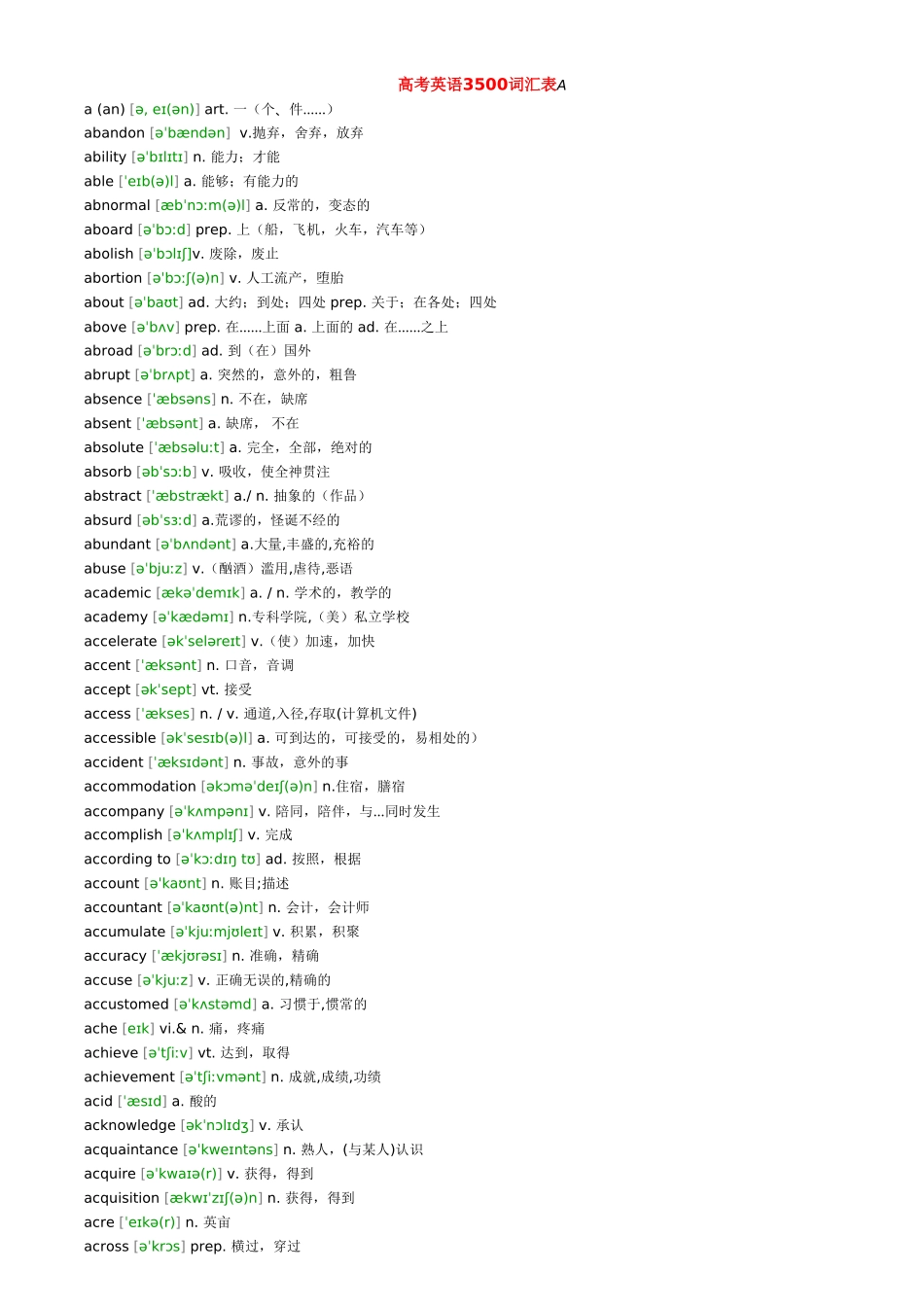 高考英语3500词汇表-带音标.doc_第1页