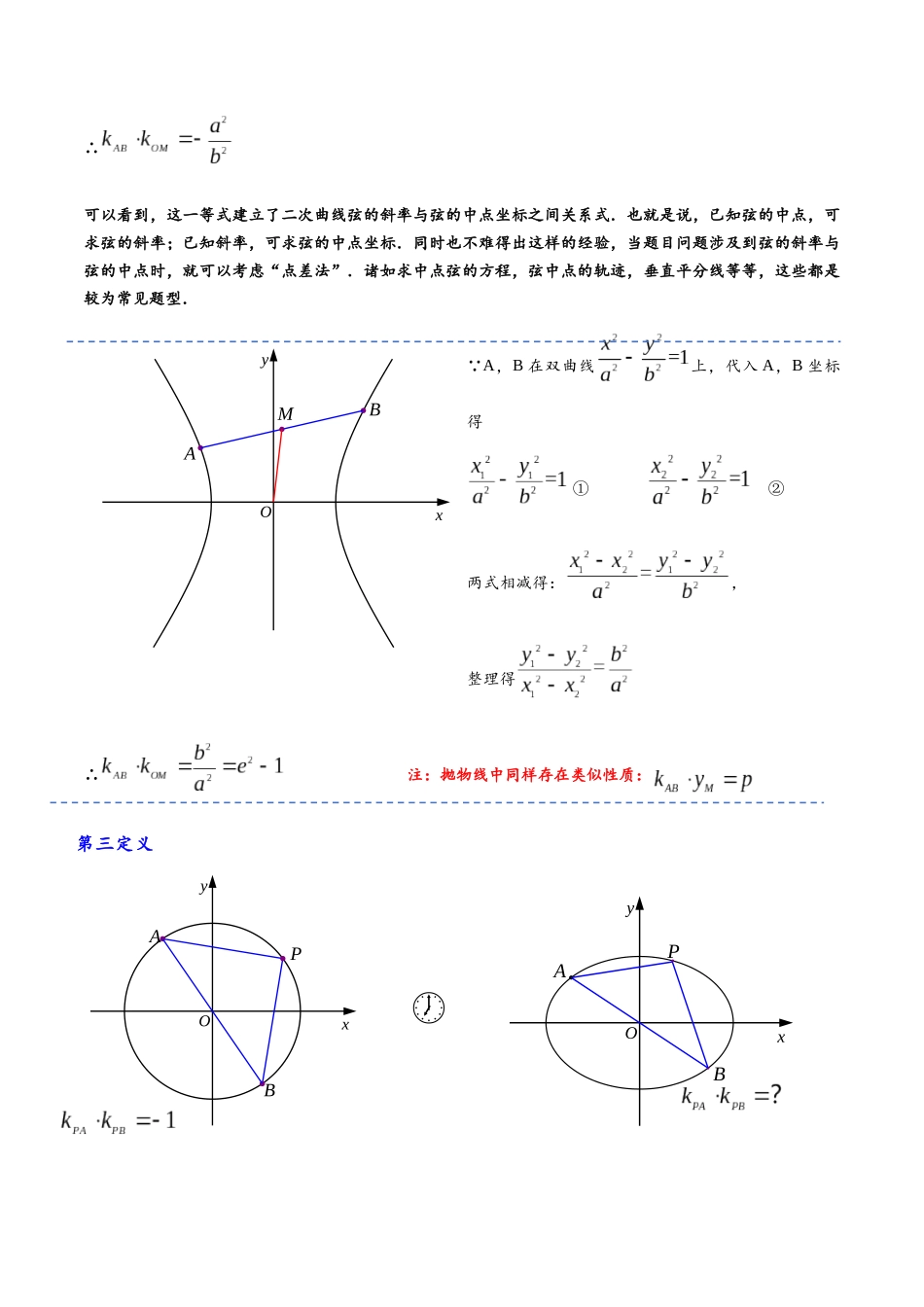 高三重难点题型培优-专题2-1  弦中点与第三定义（点差法）（原卷版）  .docx_第3页