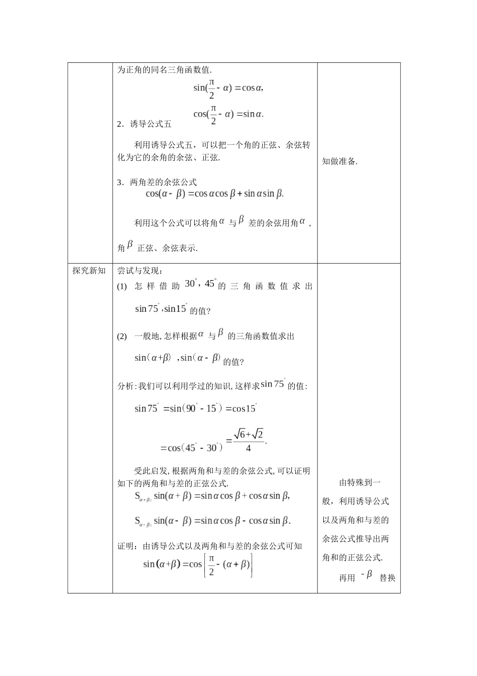 高一数学B版必修第3册（空中课堂）-0527高一数学(人教B版)-两角和与差的正弦、正切（第一课时）-1教案.docx.docx_第2页