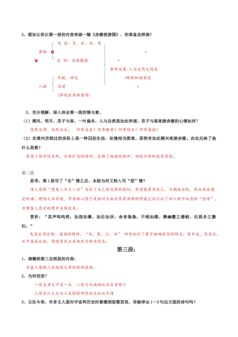 高一语文同步学与练（统编版必修上册）-第16.1课  赤壁赋（第二课时）（教师版）.docx_第3页
