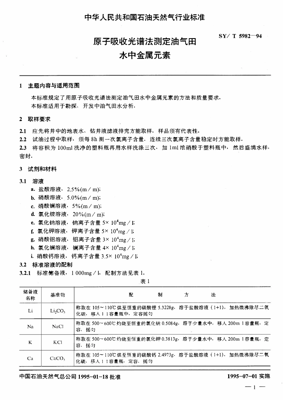 SYT 5982-94 原子吸收光谱法测定油气田水中金属元素.pdf_第2页
