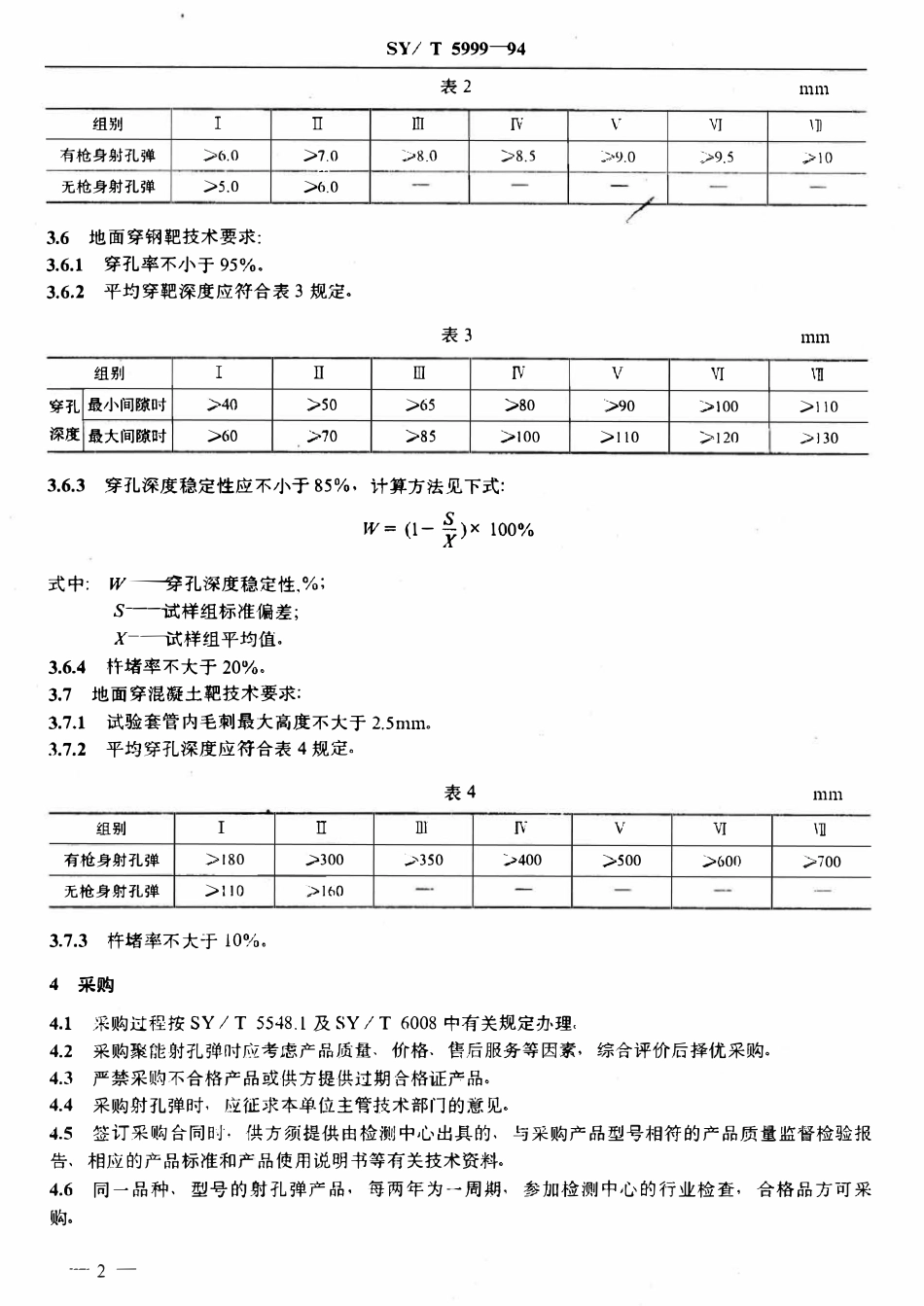 SYT 5999-94 油气井聚能射孔弹采购规定.pdf_第3页
