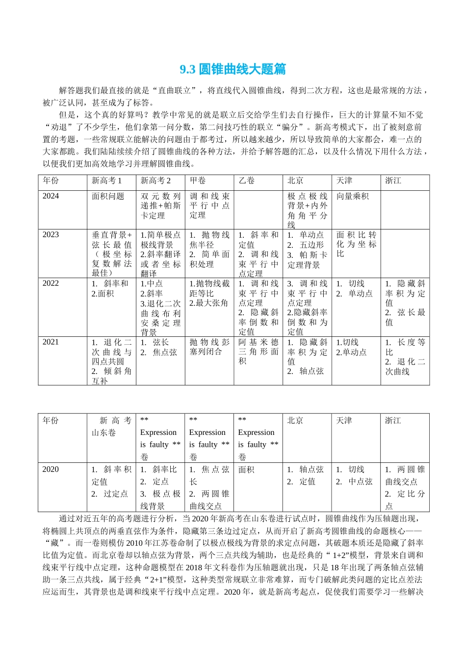 26版老唐说题高中数学新思路一轮复习专题-第三节 圆锥曲线大题篇.docx_第1页