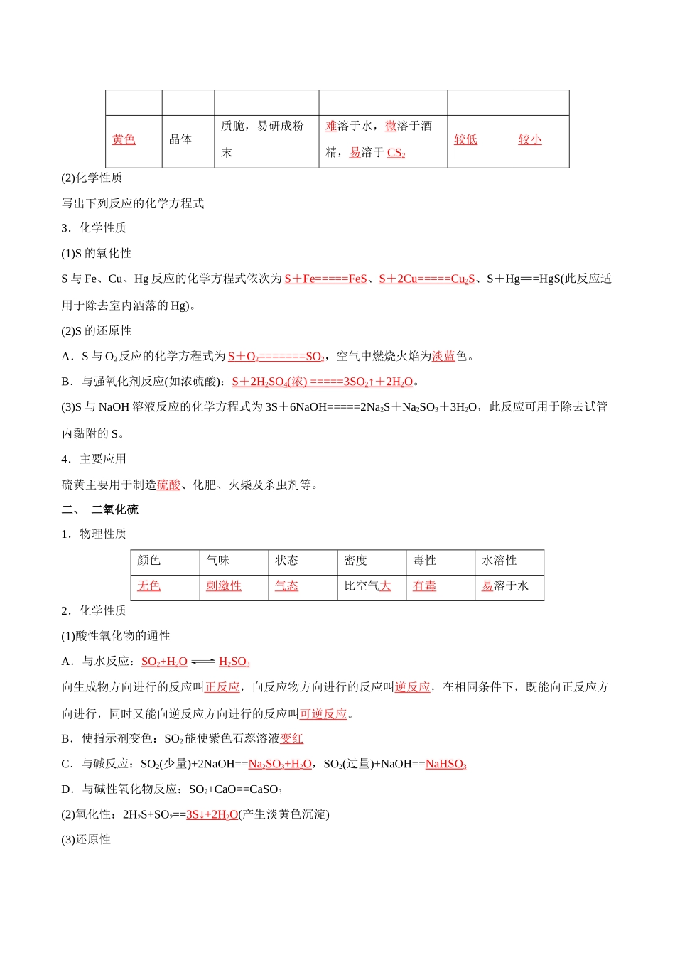 2024年高中化学学业水平考试必备考点归纳与测试（新教材专用）-第12讲 硫及其化合物（解析版）.docx_第2页