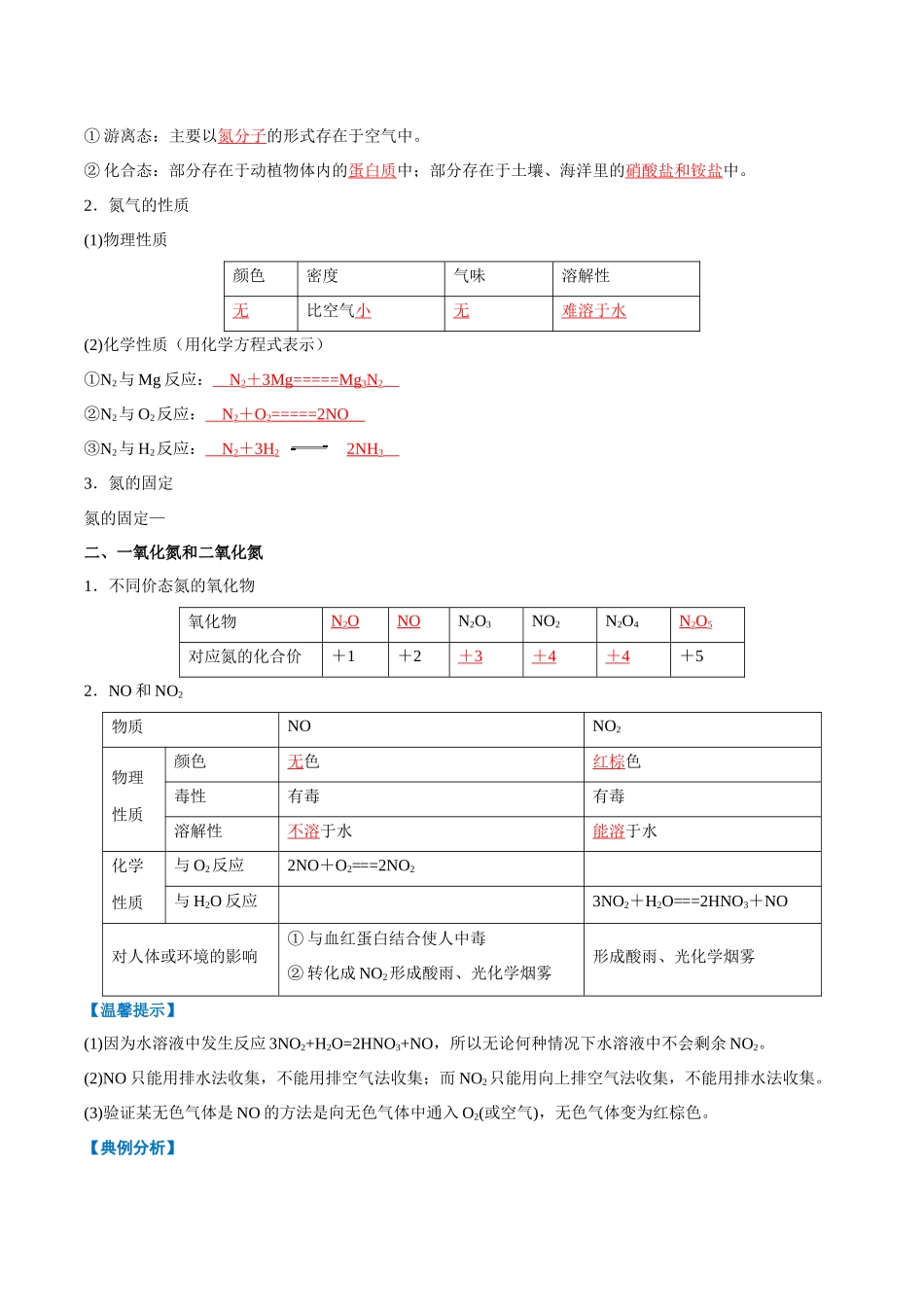 2024年高中化学学业水平考试必备考点归纳与测试（新教材专用）-第13讲 氮及其化合物（解析版）.docx_第2页
