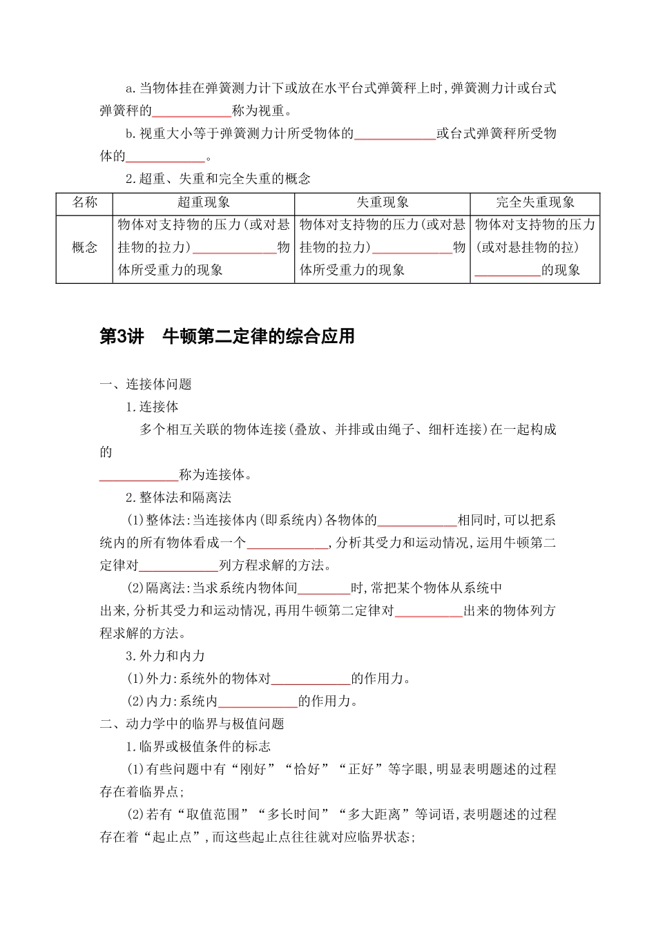 2025版《默写清单》高考物理-专题03 牛顿运动定律-（默写版）共6页.docx_第3页