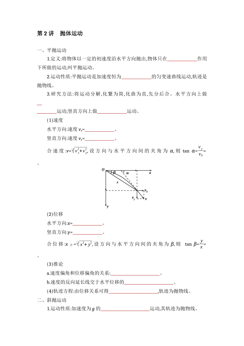 2025版《默写清单》高考物理-专题04 曲线运动 万有引力与航天-（默写版）共5页.docx_第2页